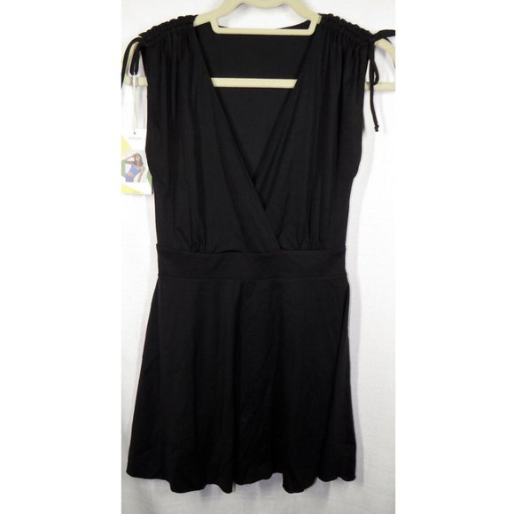 Halara Black Low Cut V-Neck Ruched Shoulder Mini Dress Size XS - Picture 10 of 11